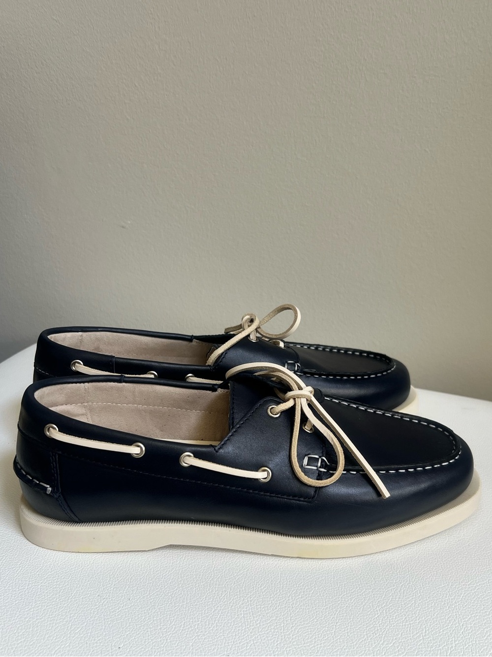 ZARA Navy Leather Boat Shoes Size 45 (12)